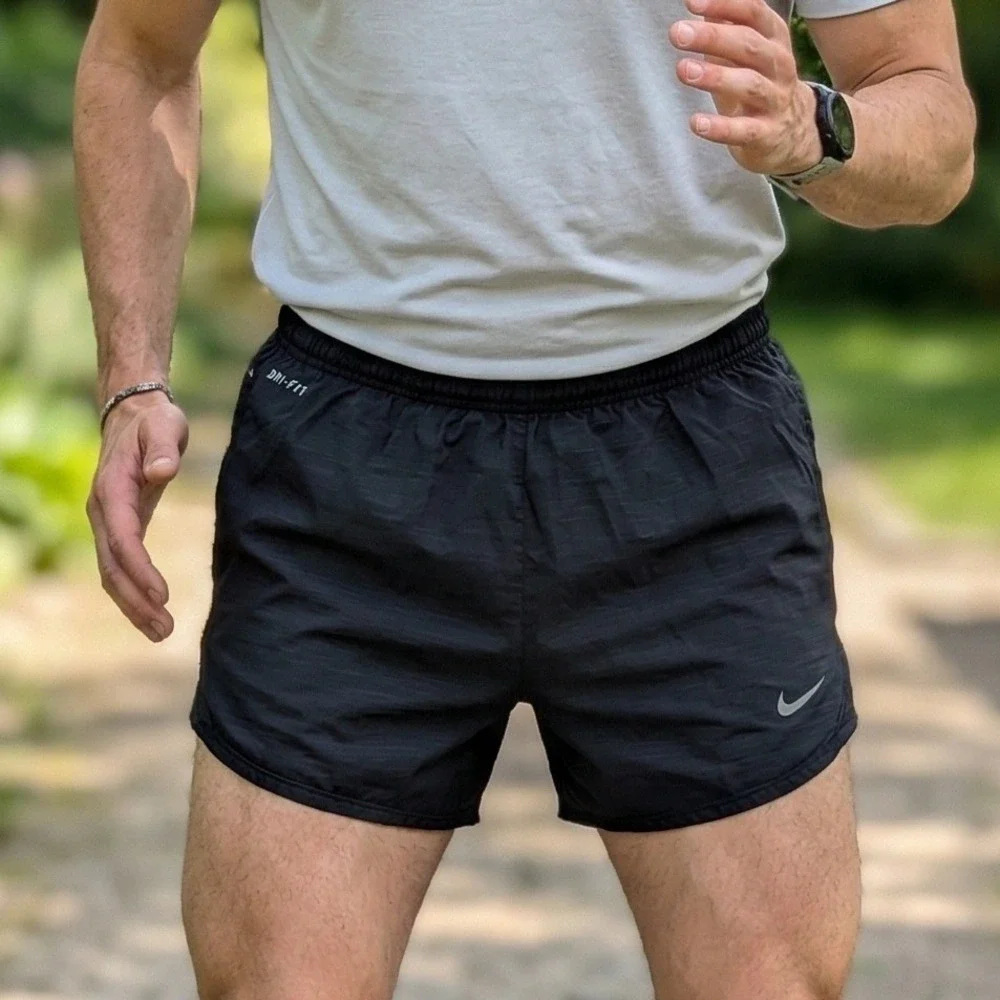 Nike Dri-FIT Women Black Running‎ Shorts Zipper Pocket Mesh Panels Sporty Active